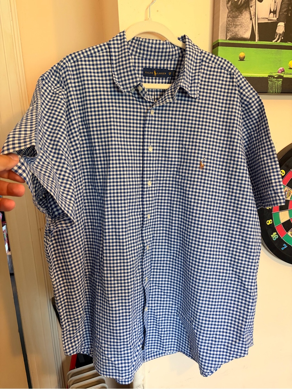 100% Cotton Ralph Lauren Blue Label Blue Gingham Button-Down Shirt